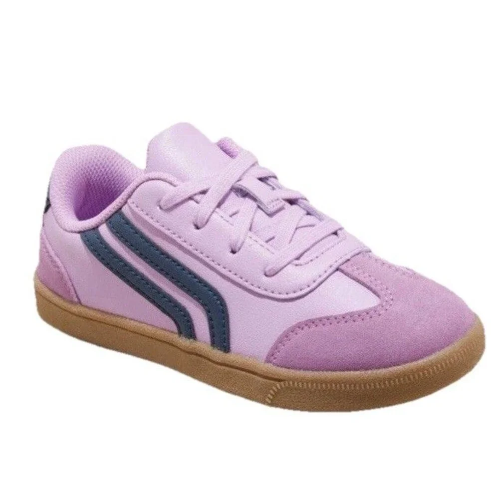 Cat & Jack Girl’s Boston Sneakers Lace Faux Leather Pink Navy Size 4 NWT